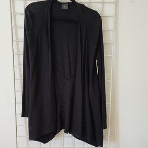 Worthington Black Open-Front Cardigan Sweater Ribbed Medium